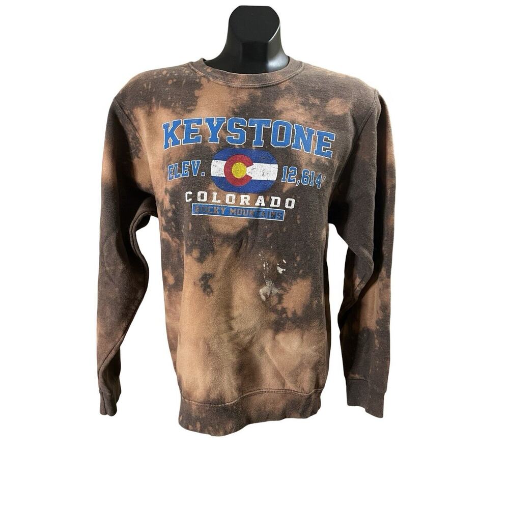 Keystone Colorado Bleach Dye Sweatshirt Small | Rocky Mountains Elevation 12,614
